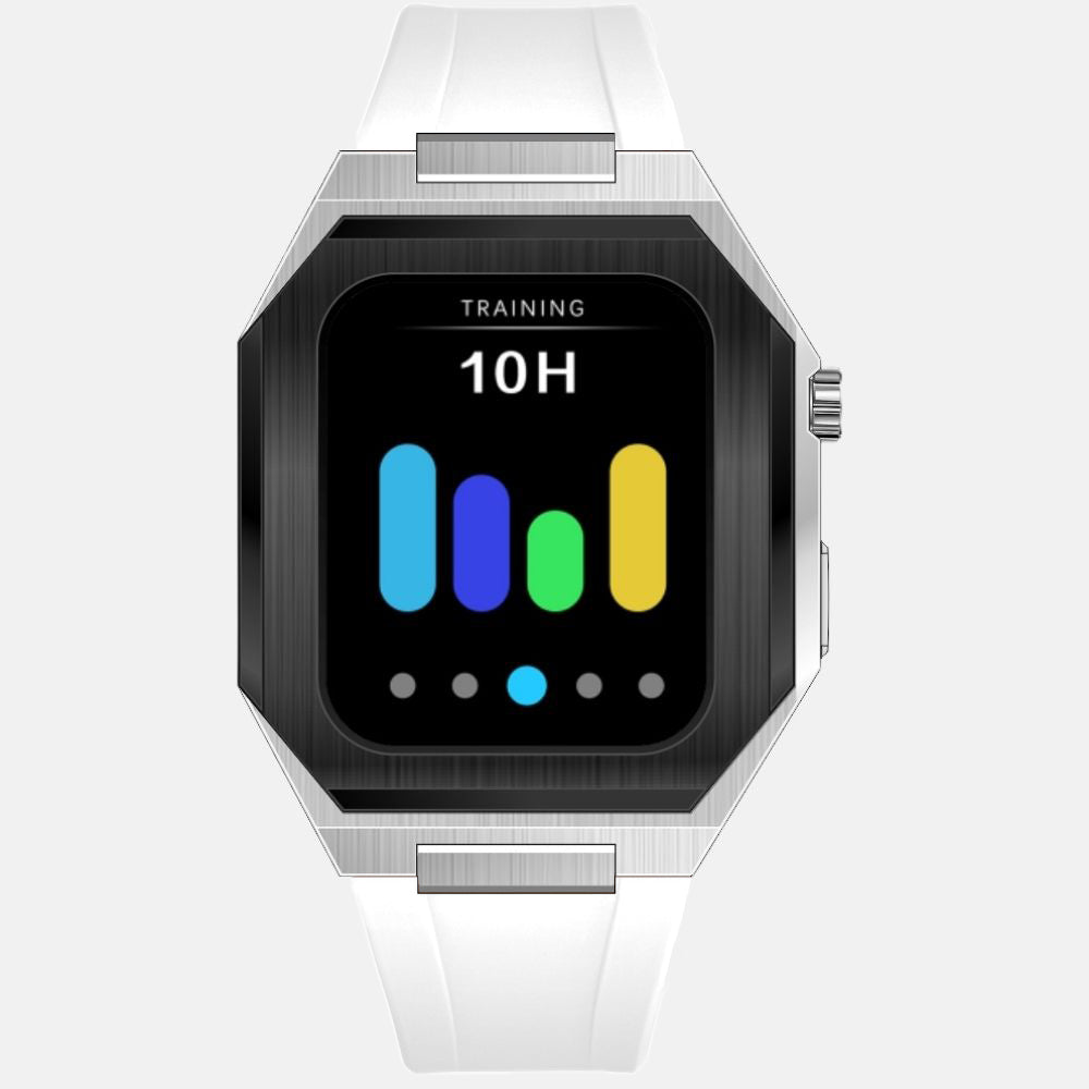 45MM Dual Tone Silver Luxury Edition iWatch Case: Silicone Strap