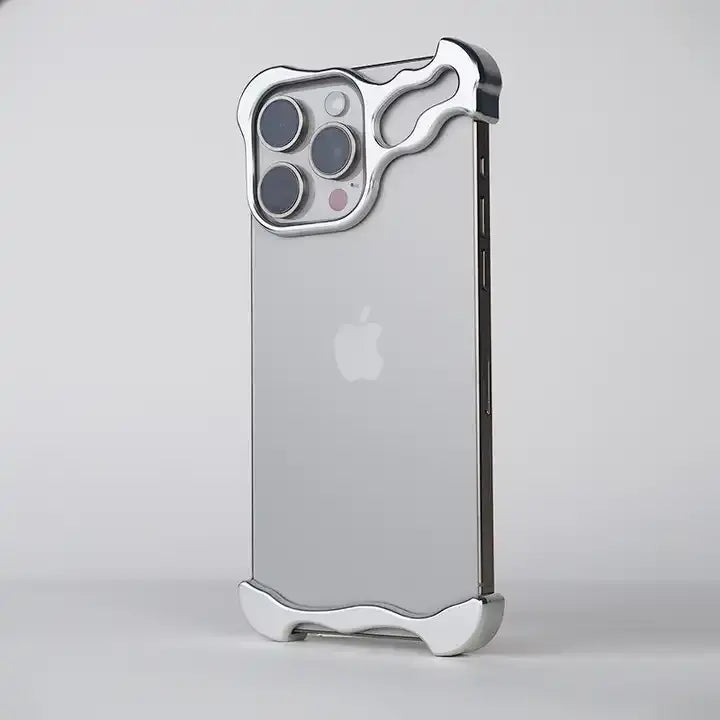 iPhone 15 Bumper Case: Minimalist Titanium Metal Frame with Camera Rings