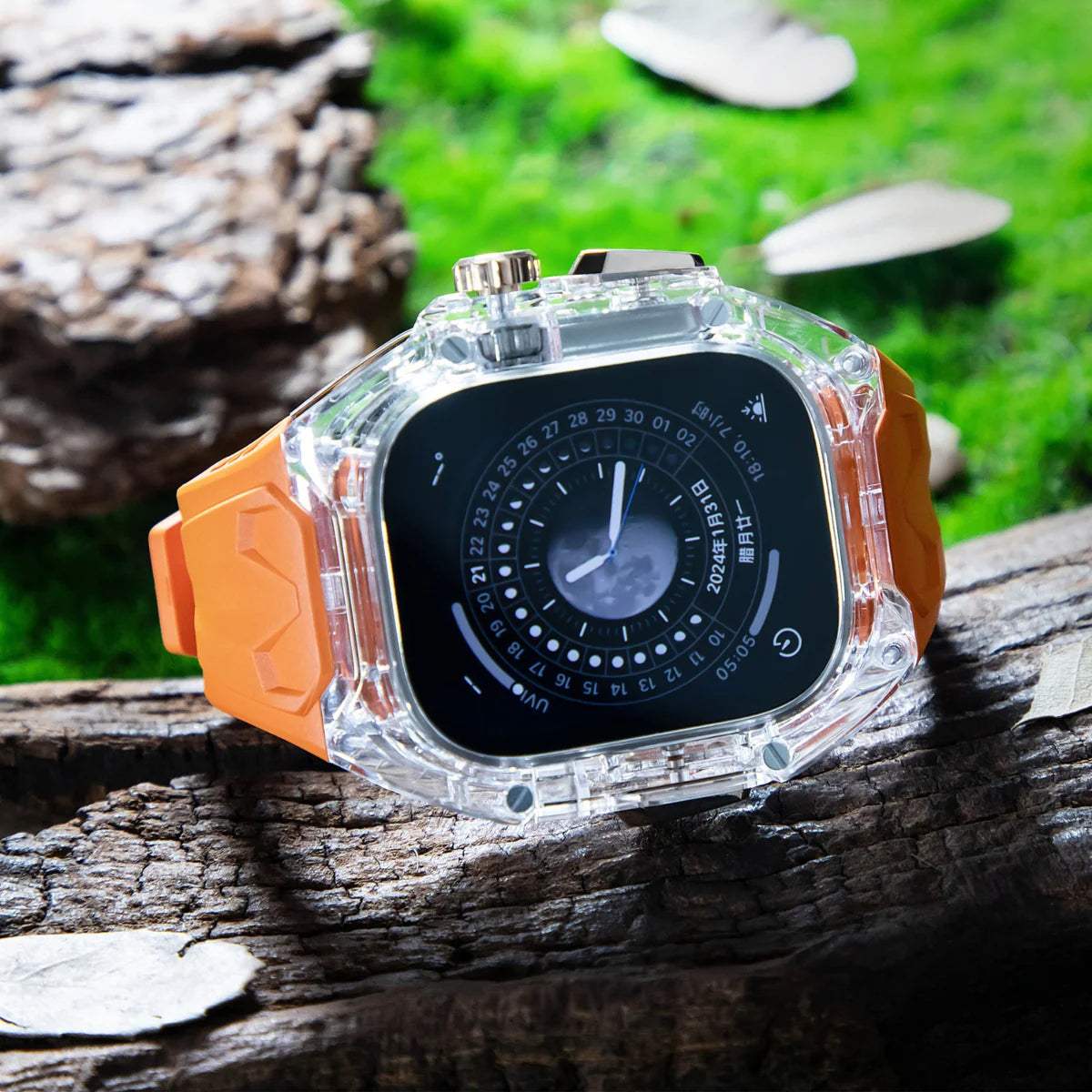 49MM Crystal Clear Edition Case for iWatch Ultra 1, 2 - ORANGE