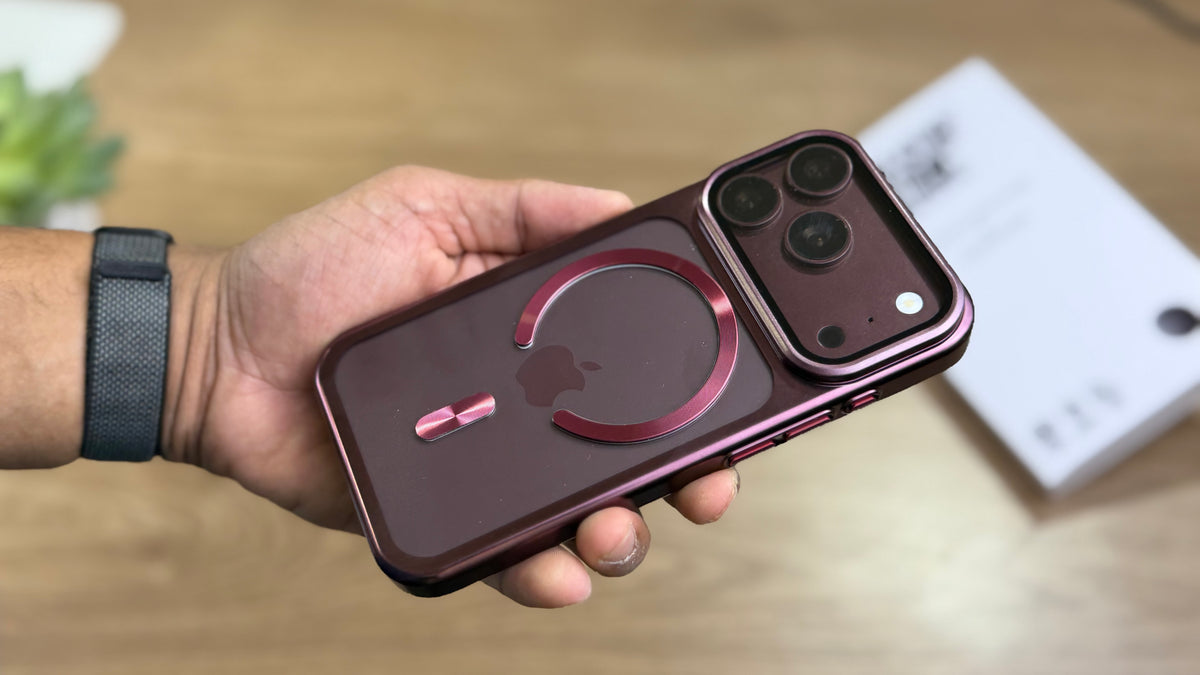 New Plating Anti Yellow Camera Kickstand Case for iPhone: Burgundy
