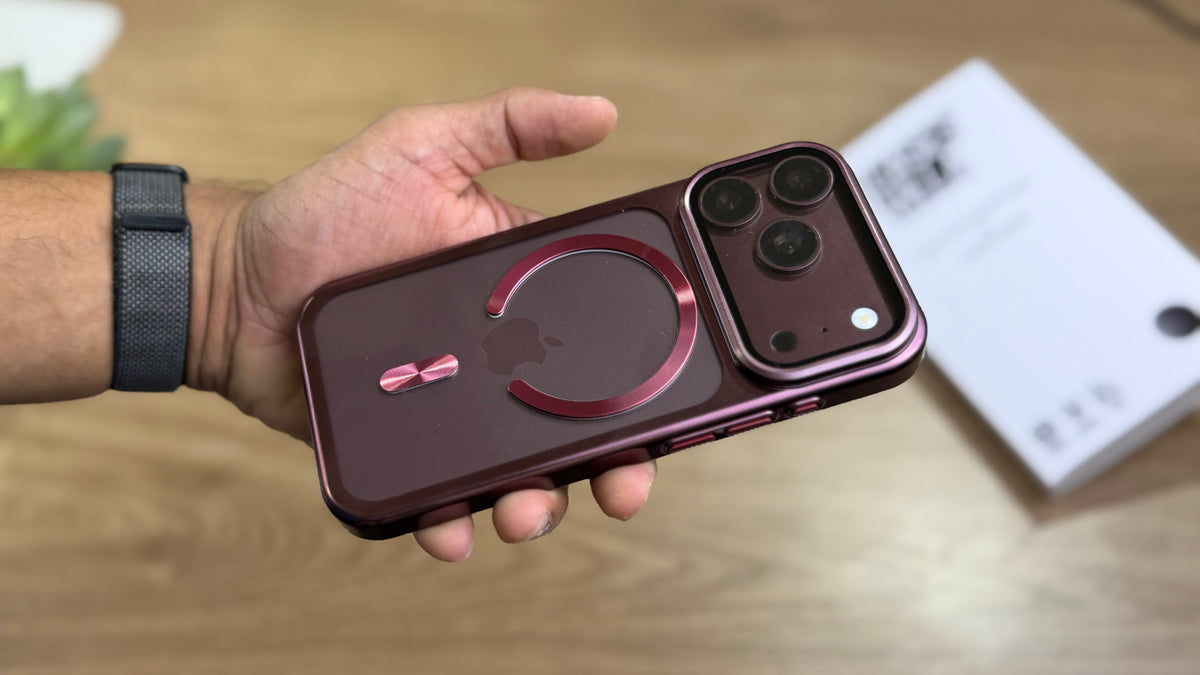 New Plating Anti Yellow Camera Kickstand Case for iPhone: Burgundy