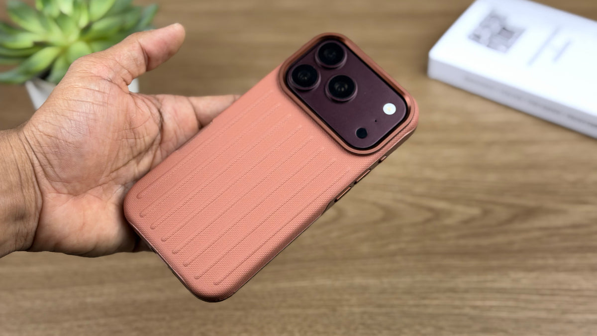 Corrugated PU Leather MagSafe Case for iPhone: Brown