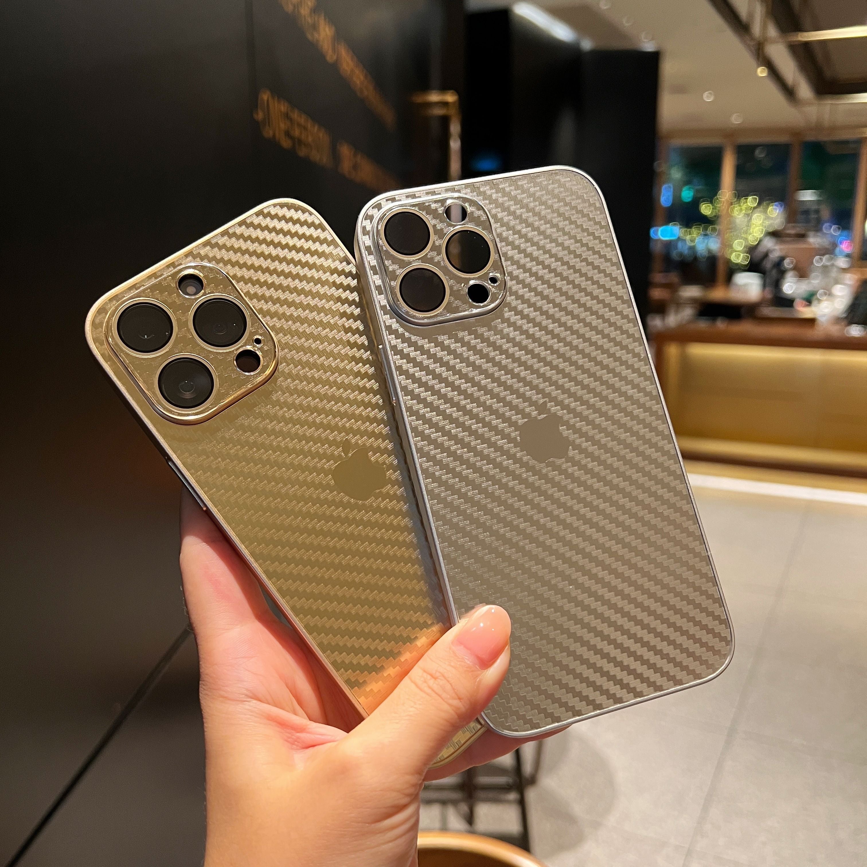 iPhone 13 Pro Cover : New Carbon Fiber Pattern AG Glass Case with Camera Lens Protection