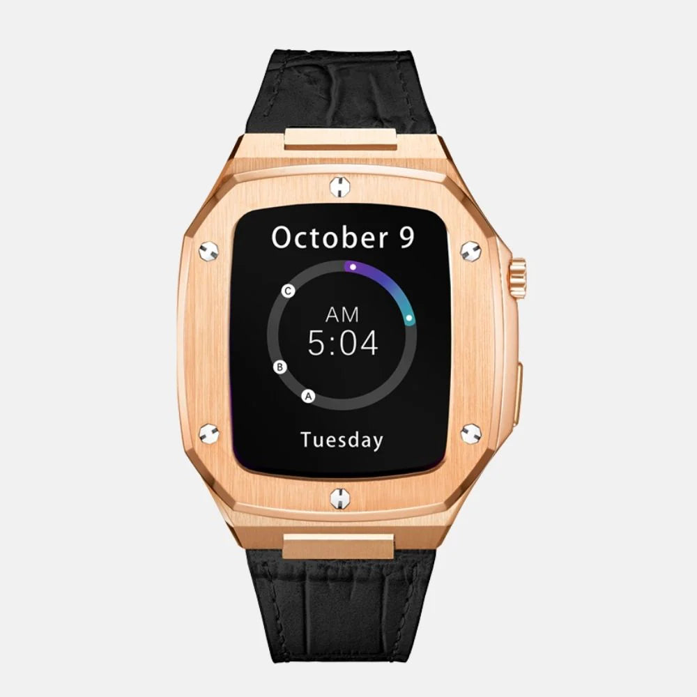 44MM Rose Gold Luxury Edition iWatch Case: Leather Strap
