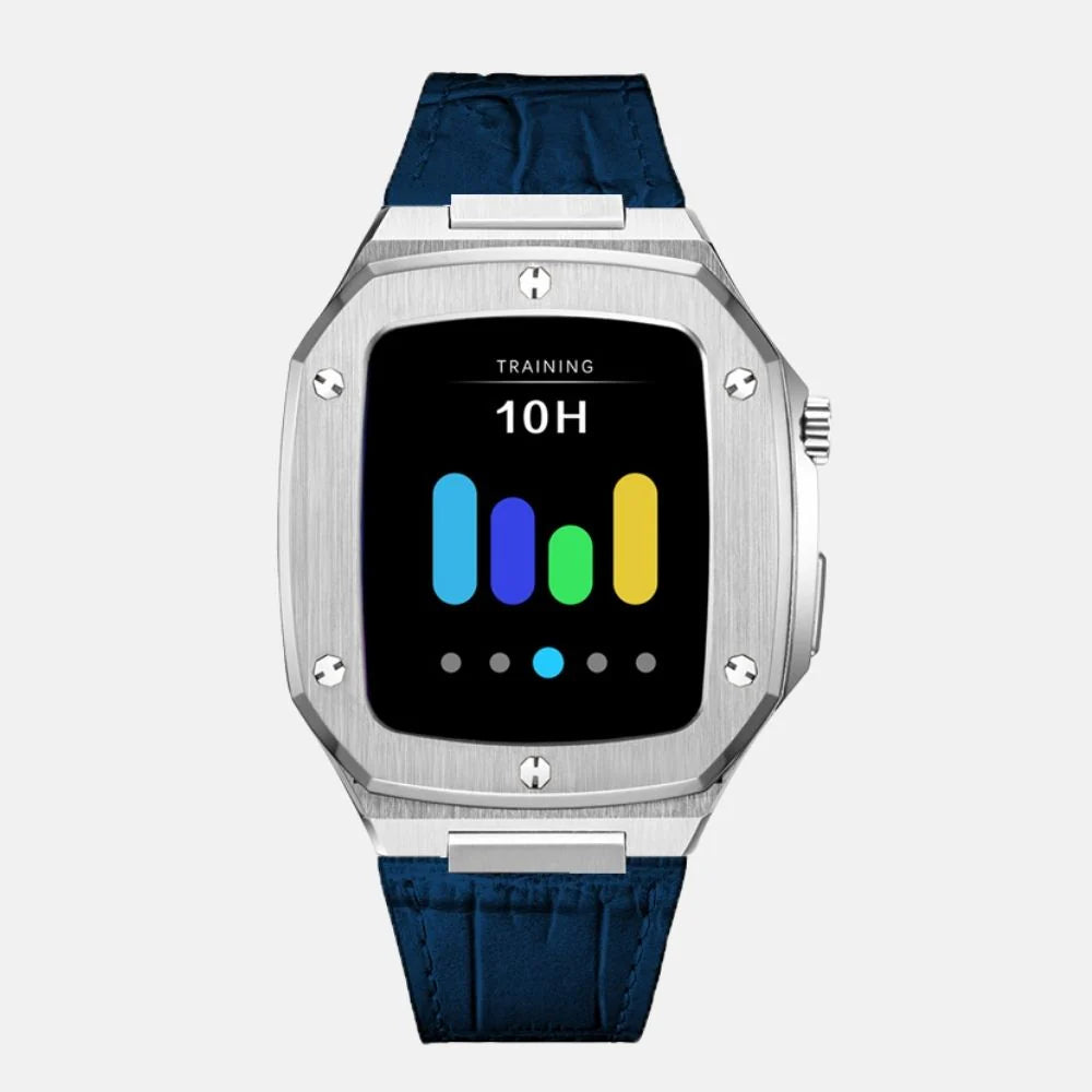 44MM Silver Luxury Edition iWatch Case: Leather Strap