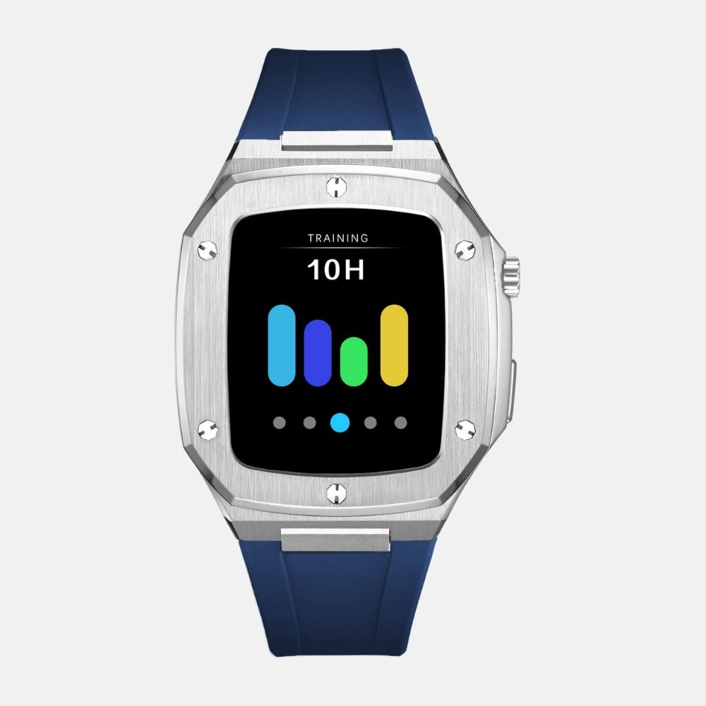 44MM Silver Luxury Edition iWatch Case: Silicone Strap