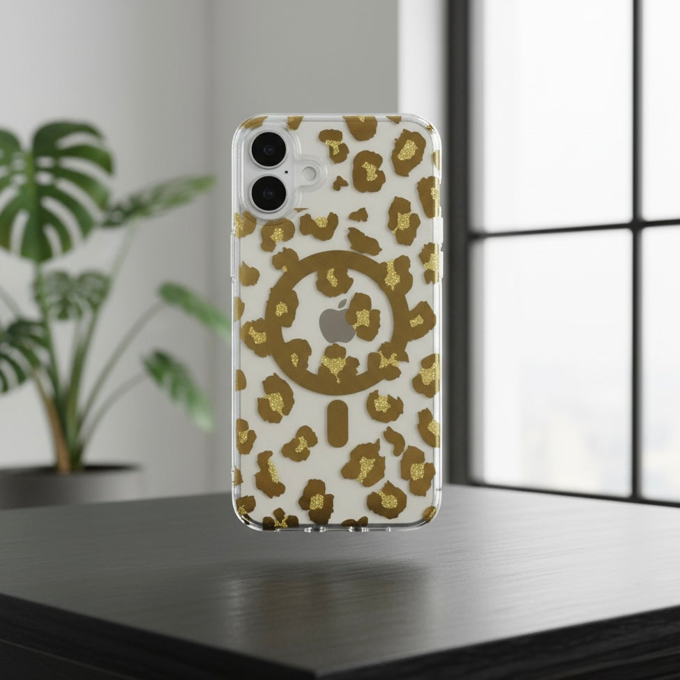 iPhone 17 Series : Chrome Leopard Print Case