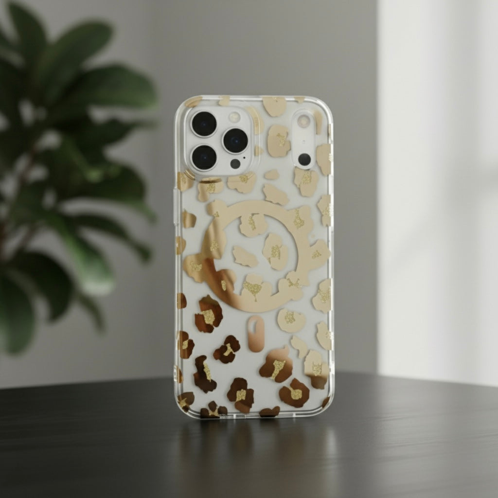 iPhone 17 Series : Chrome Leopard Print Case