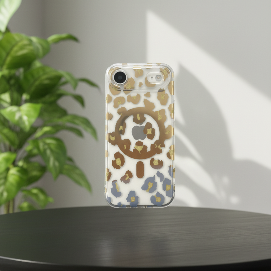 iPhone 17 Series : Chrome Leopard Print Case