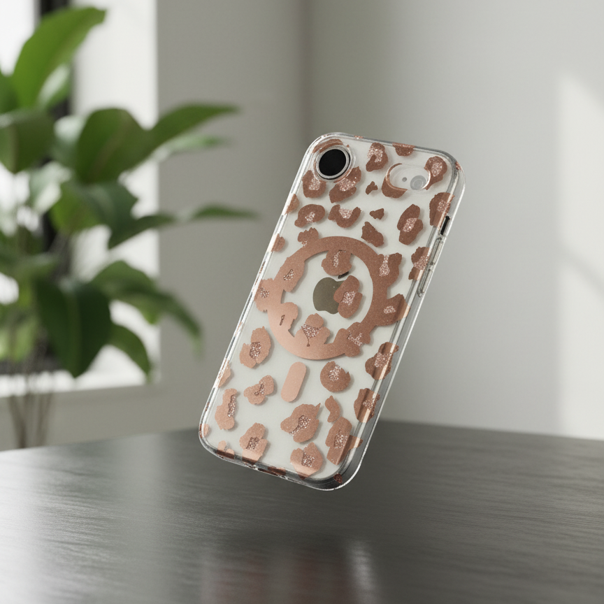 iPhone 17 Series : Chrome Leopard Print Case