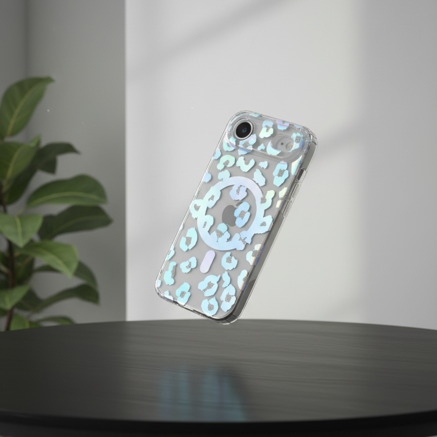 iPhone 17 Series : Chrome Leopard Print Case