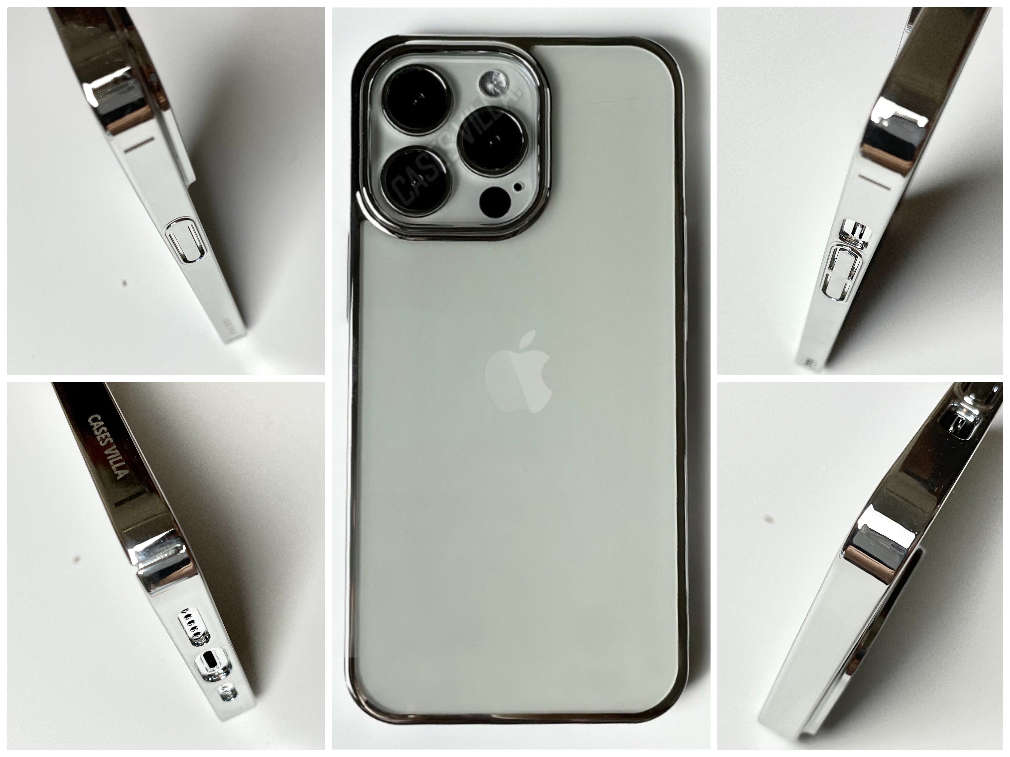 iPhone 13 - Glass Case with Electroplated Chrome Finish Edges Cover