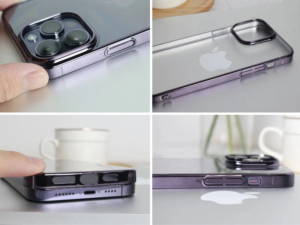 iPhone 14 Pro Max - Glass Case Cover with Electroplated Chrome Finish Edges