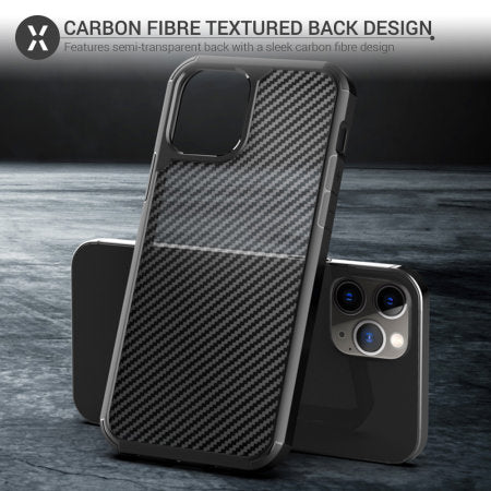 Defence Shield Carbon iPhone 12 Series Bumper Case - Black