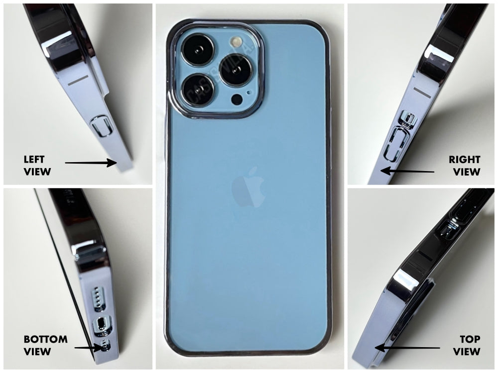 iPhone 12 Pro Max - Glass Case with Electroplated Chrome Finish Edges Cover