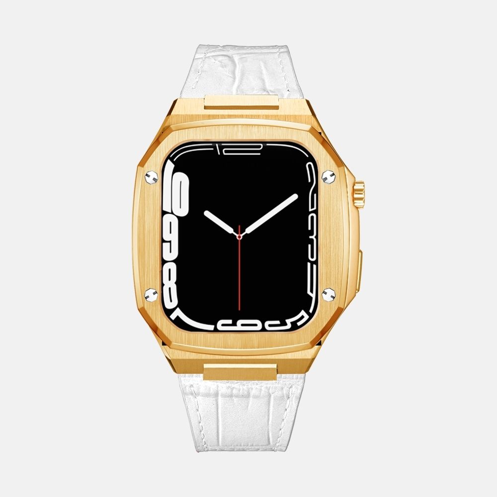 45MM Gold Luxury Edition iWatch Case: Leather Strap