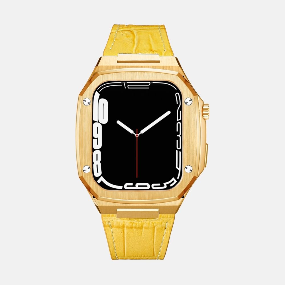 45MM Gold Luxury Edition iWatch Case: Leather Strap