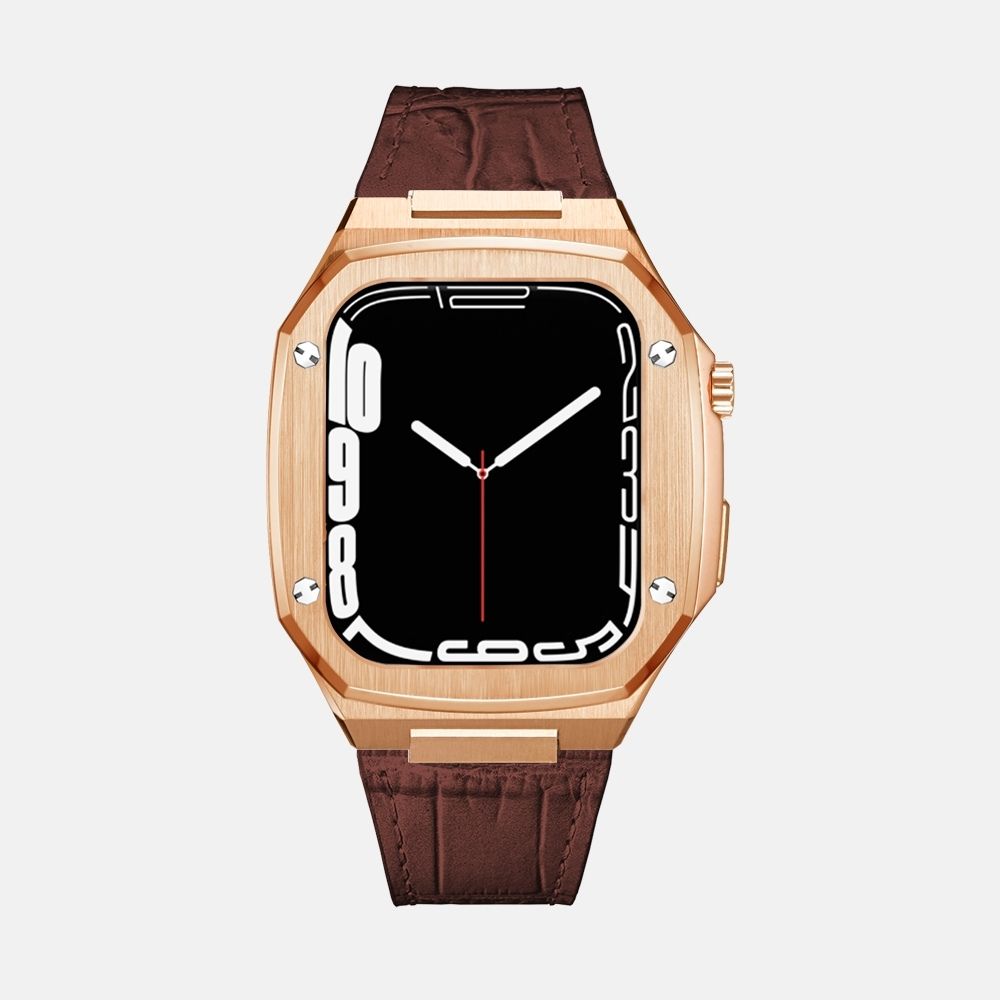 45MM Rose Gold Luxury Edition iWatch Case: Leather Strap