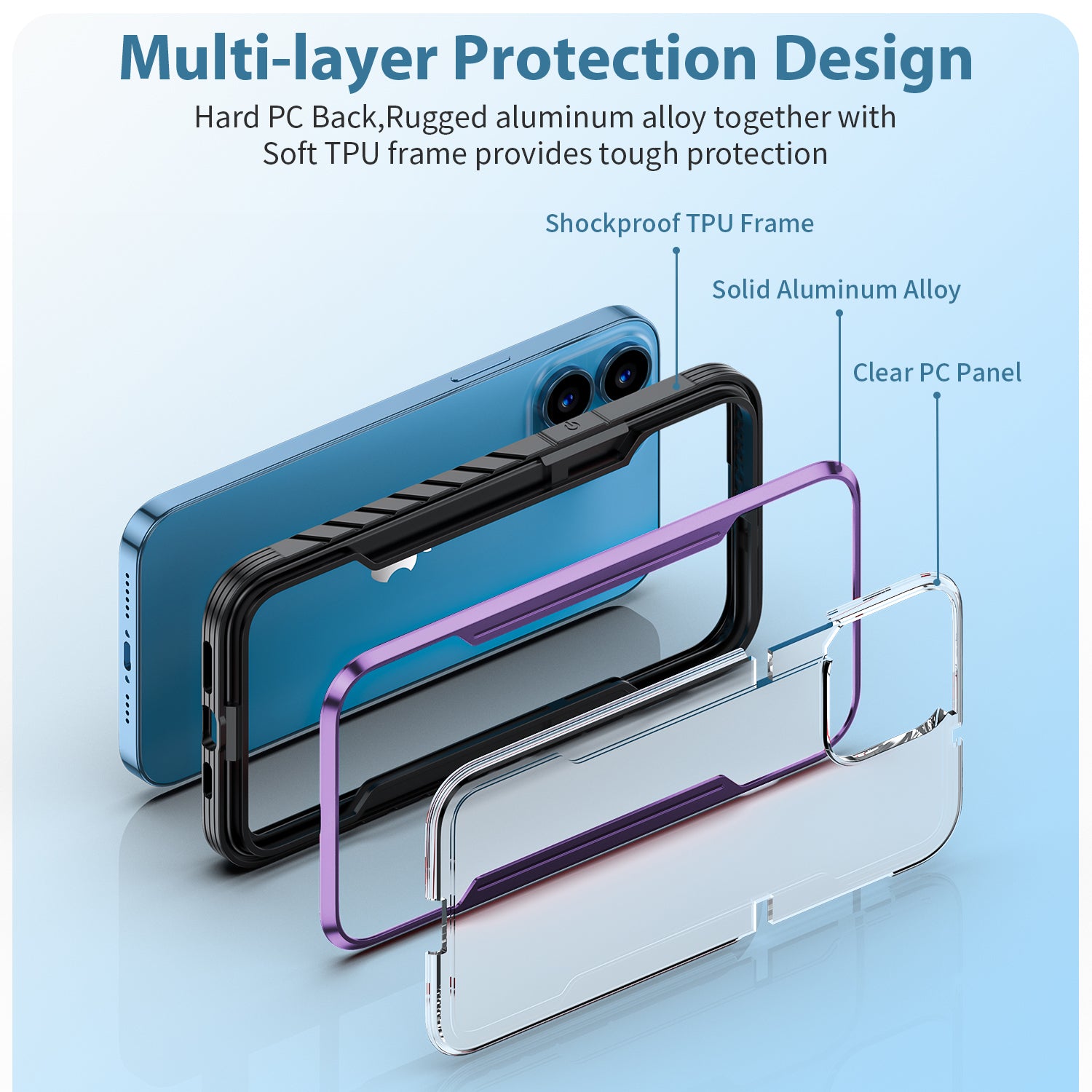 iPhone 14 Pro / Max Case - Deep Purple Defence Shield Metal Cover | Military Grade Protection