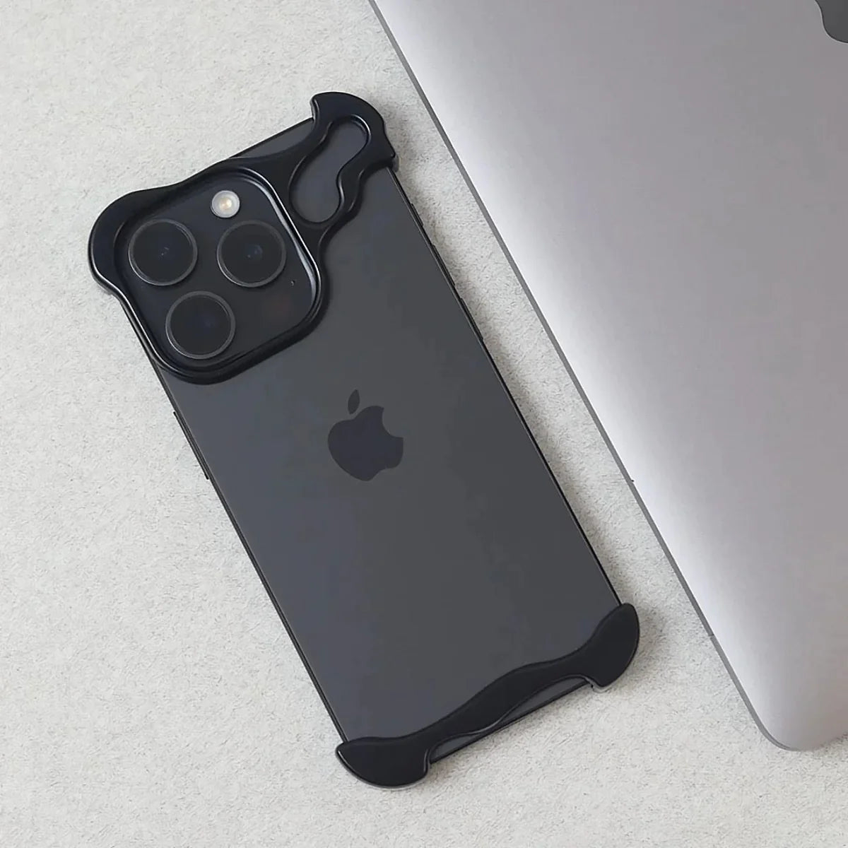 iPhone 15 Pro Bumper Case: Minimalist Titanium Metal Frame with Camera