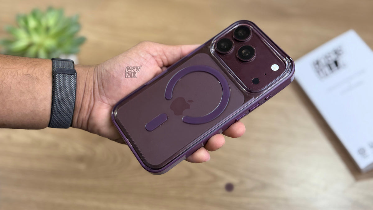 Transparent Case with Coloured Border with MagSafe for iPhone : Burgundy