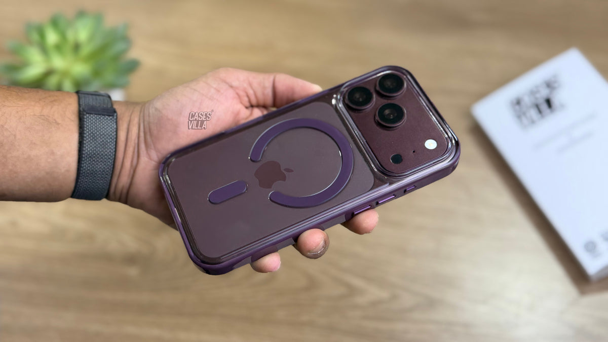 Transparent Case with Coloured Border with MagSafe for iPhone : Burgundy