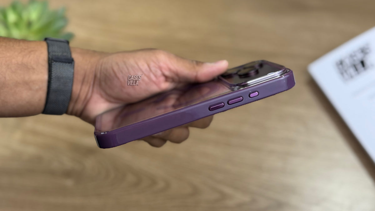 Transparent Case with Coloured Border with MagSafe for iPhone : Burgundy