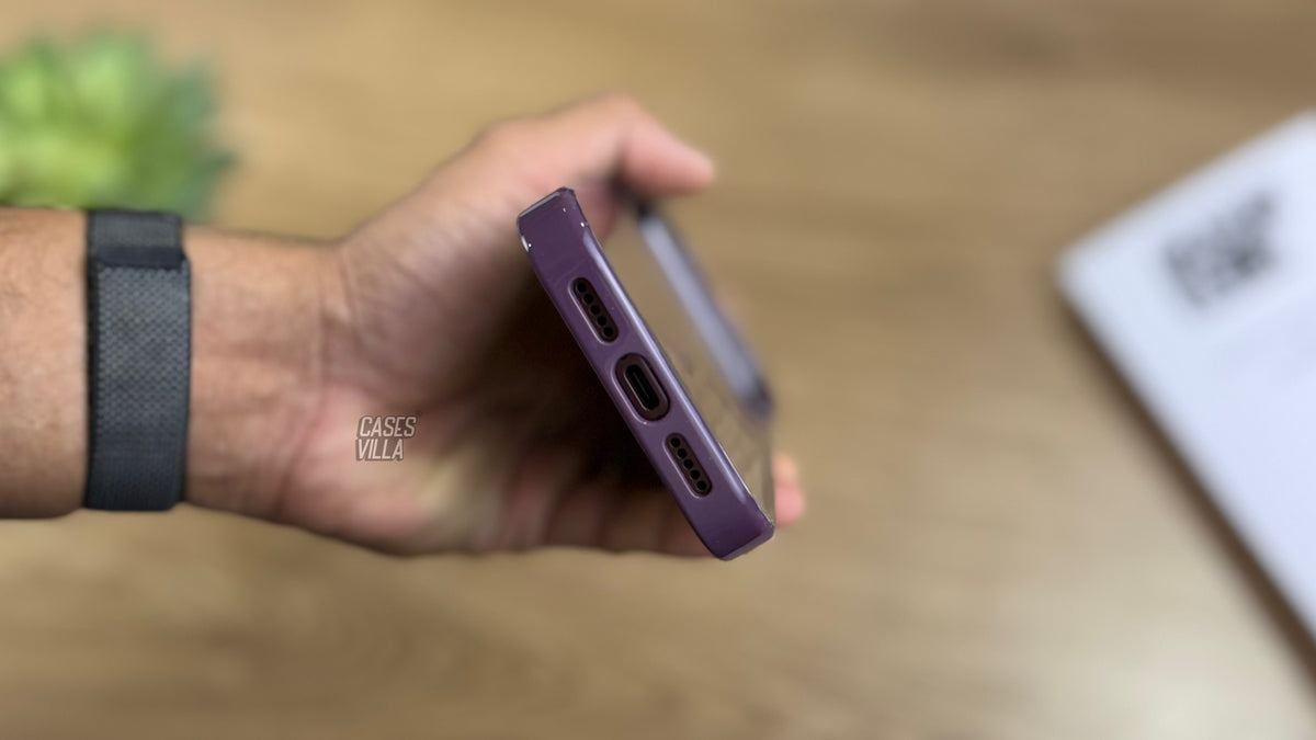 Transparent Case with Coloured Border with MagSafe for iPhone : Burgundy