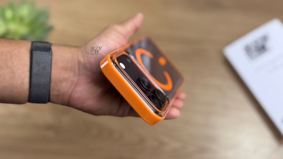 Transparent Case with Coloured Border with MagSafe for iPhone : Orange