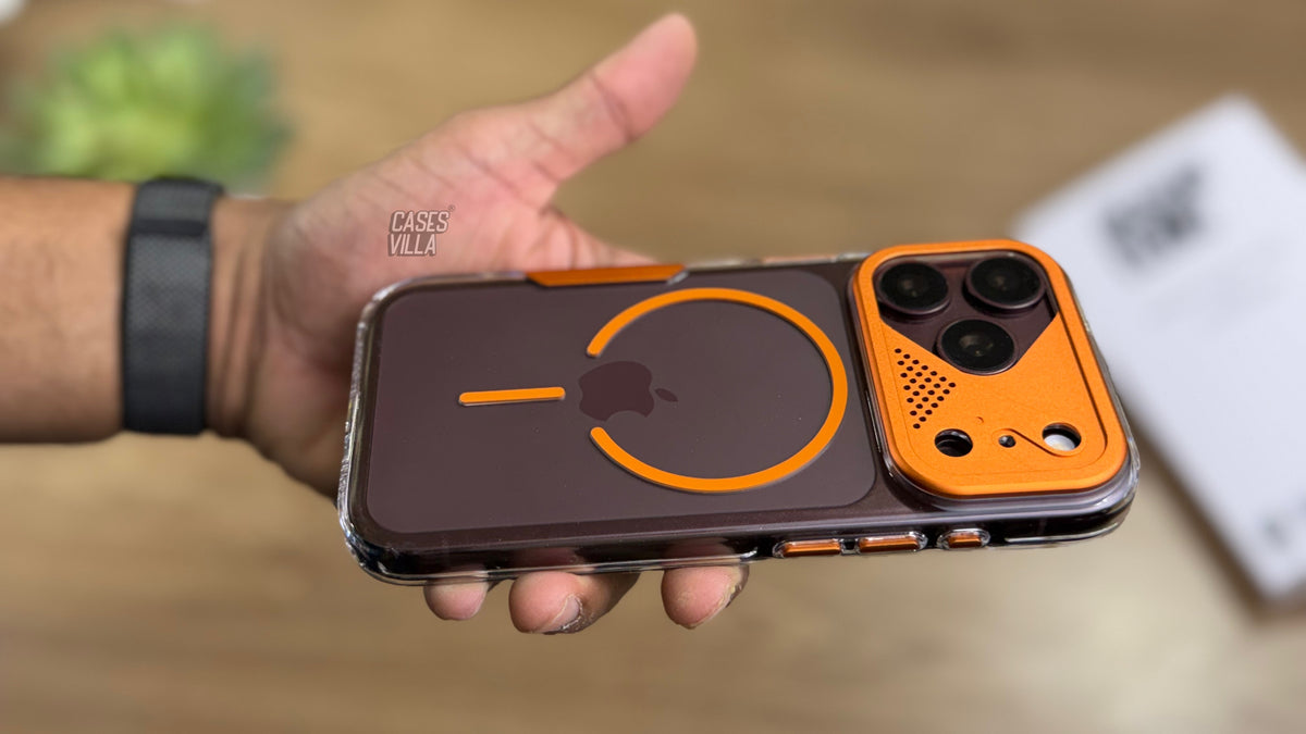 MagSafe Anti Yellow Case with Metal Camera Frame for iPhone - Orange