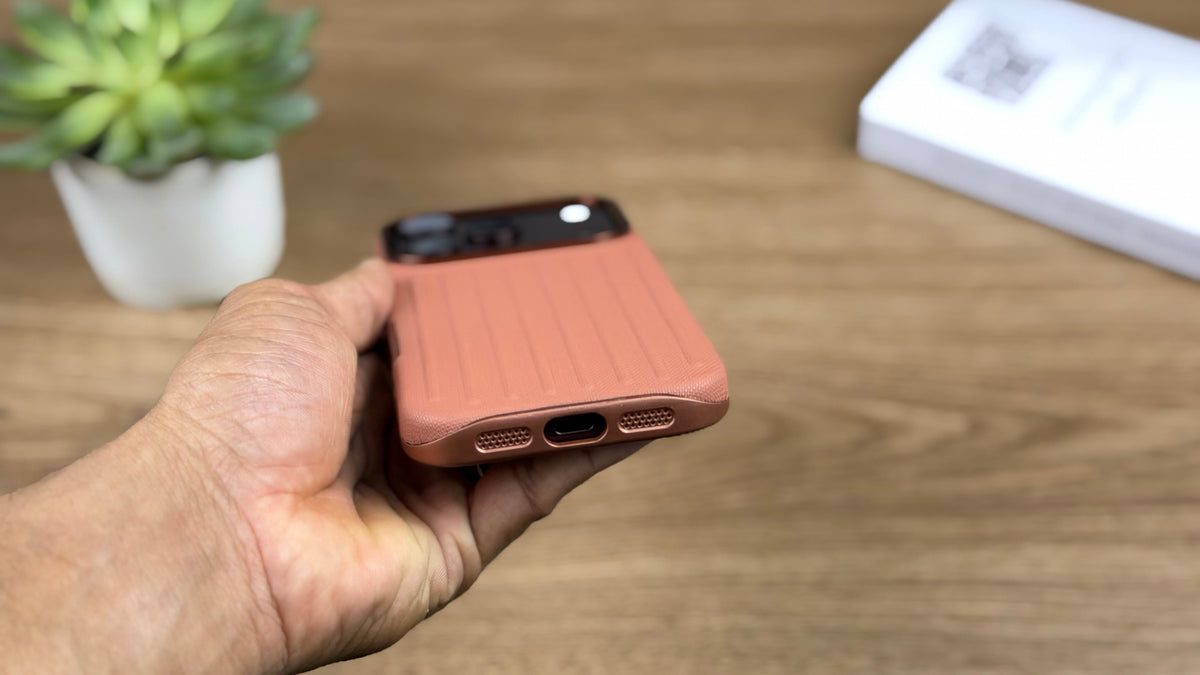 Corrugated PU Leather MagSafe Case for iPhone: Brown