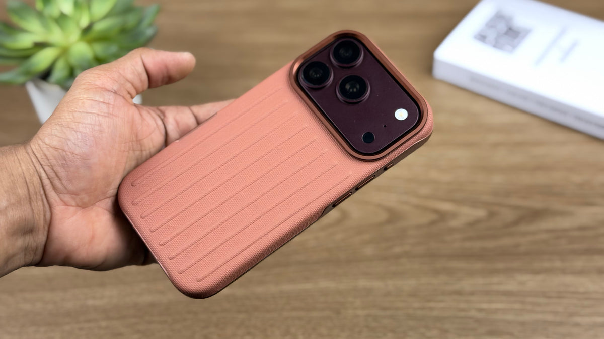 Corrugated PU Leather MagSafe Case for iPhone: Brown