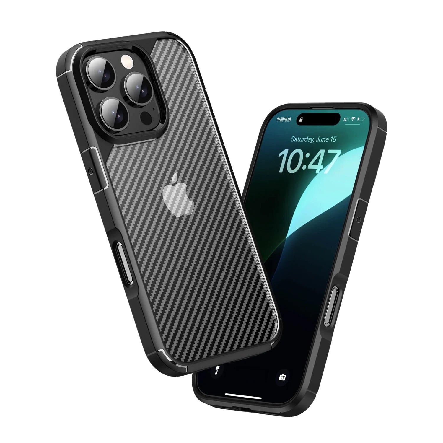 iPhone 16 Series Case : Carbon Fiber Texture Shockproof & Rugged Cover