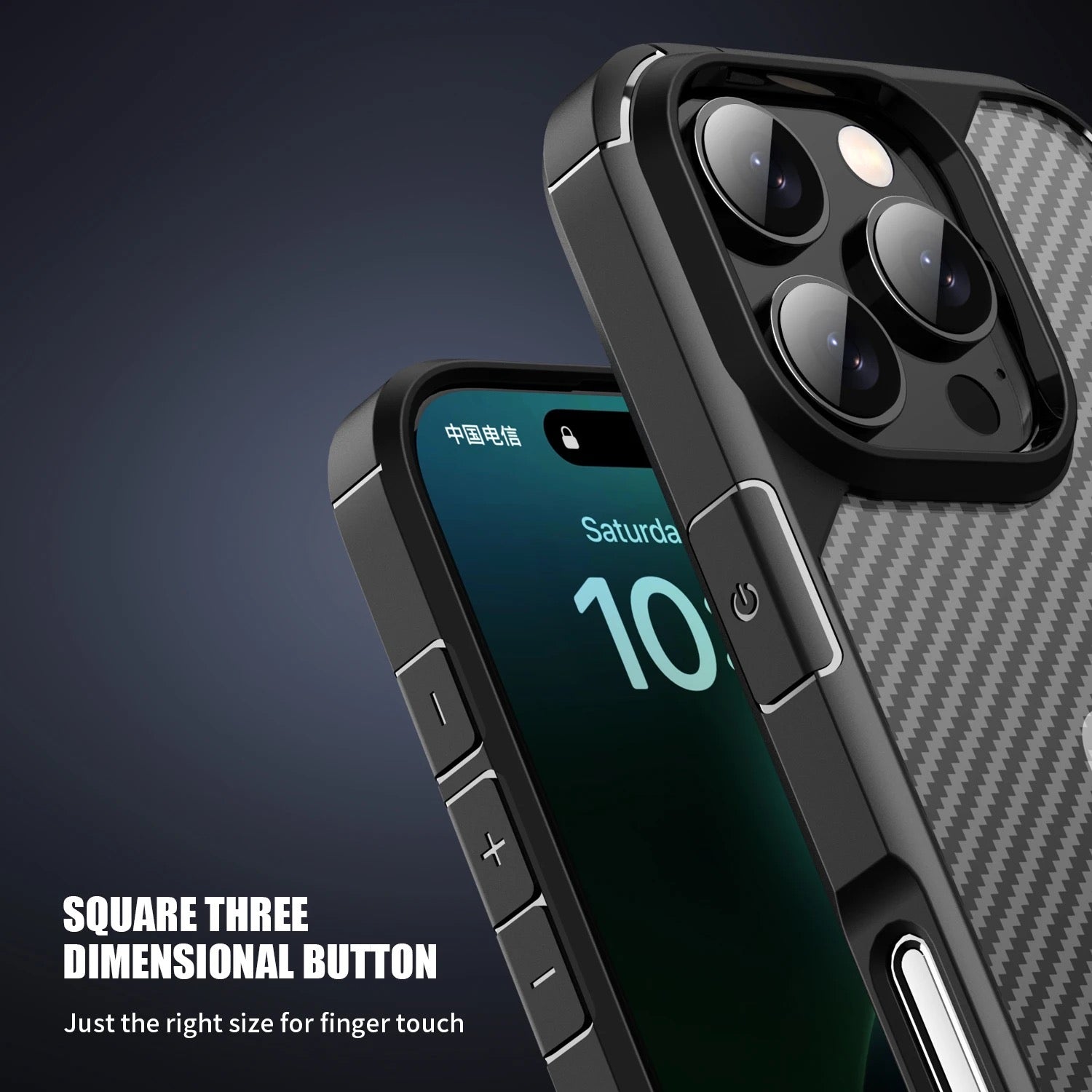 iPhone 16 Series Case : Carbon Fiber Texture Shockproof & Rugged Cover