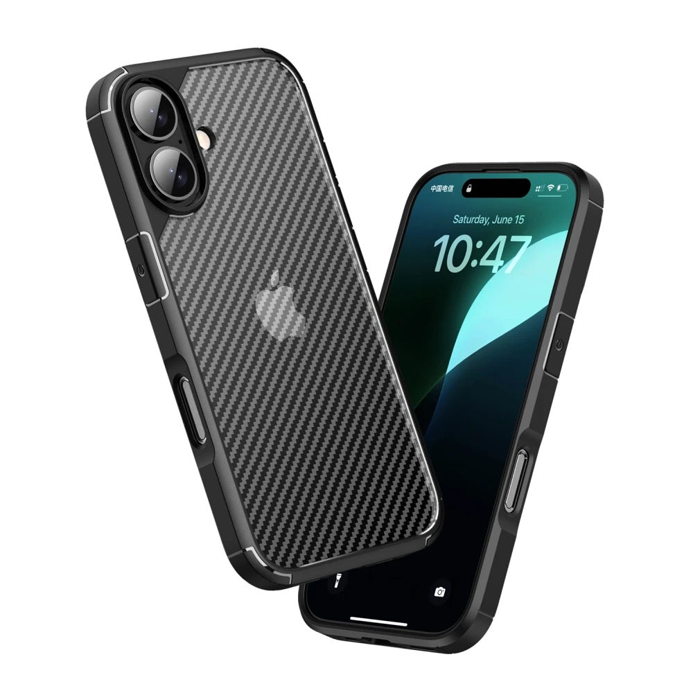 iPhone 16 Series Case : Carbon Fiber Texture Shockproof & Rugged Cover