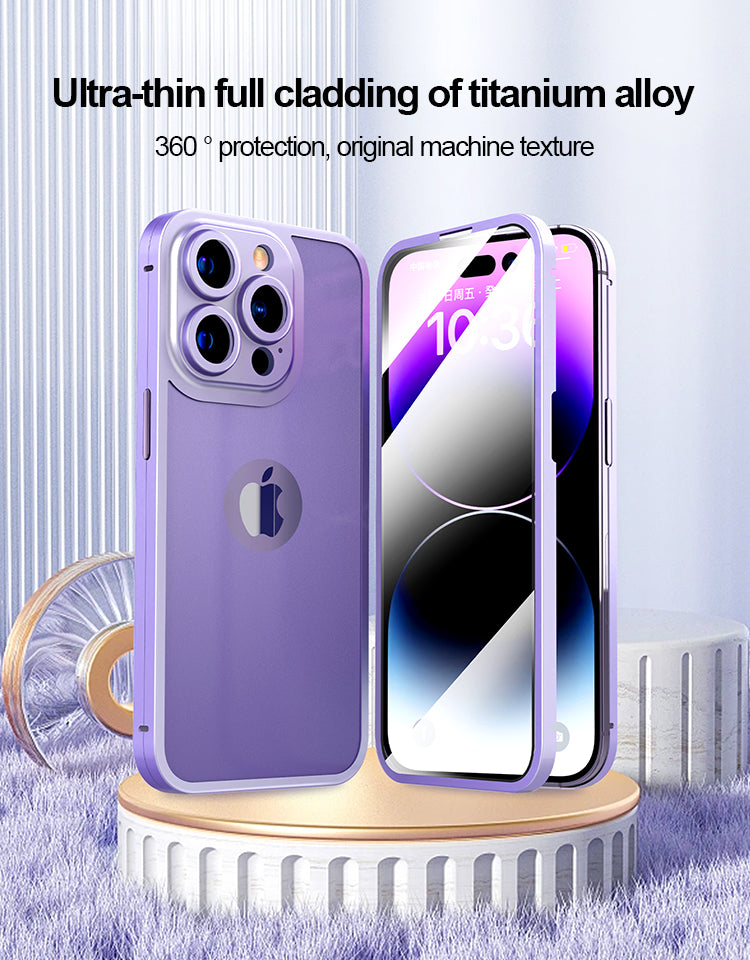 iPhone 14 Plus 360 Degree Cover - Titanium Alloy Ultra Thin Metal Case with Camera Protection