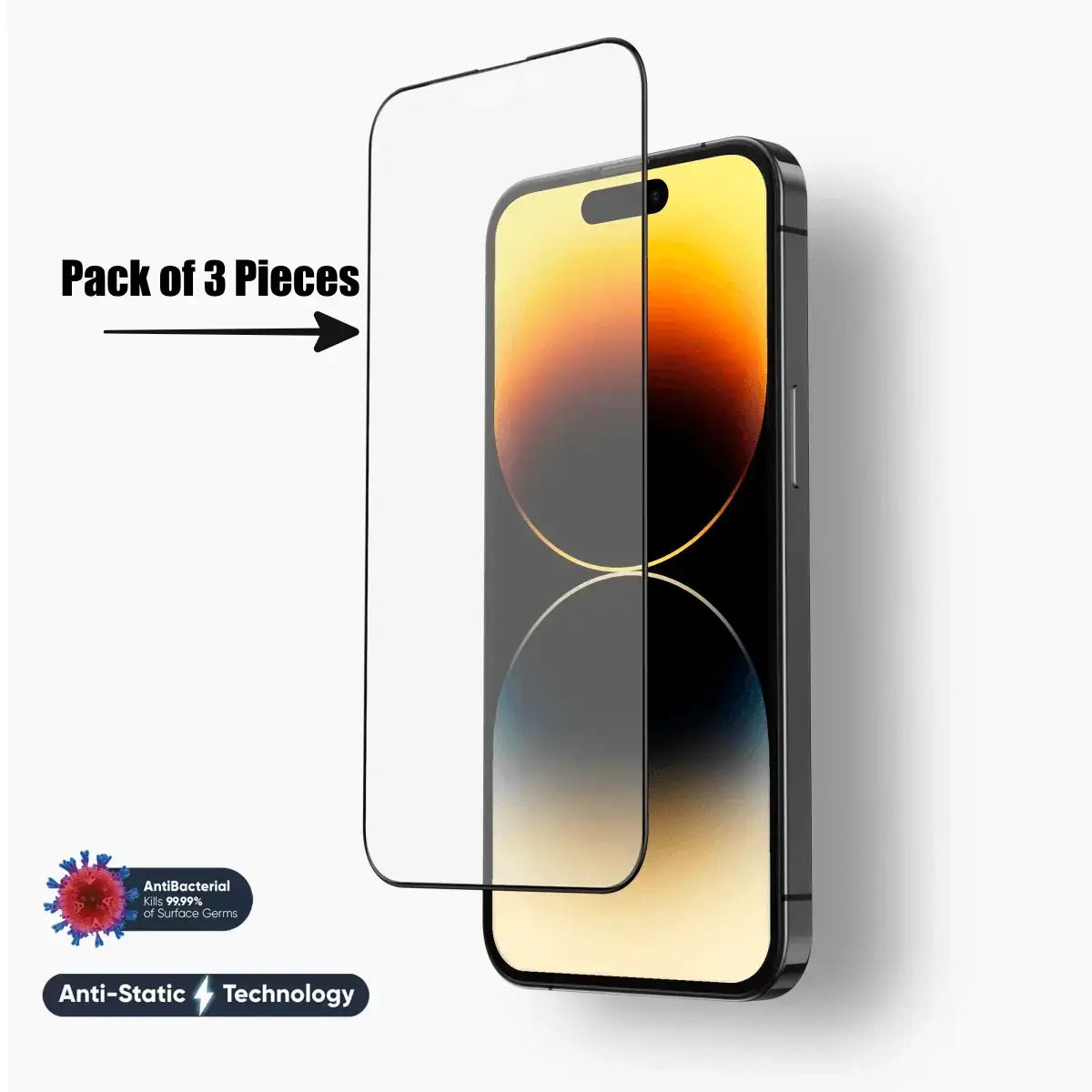 PACK of 1/2/3 Pieces - iPhone Super Strong & Easy to Apply Full Curved Screen Protector