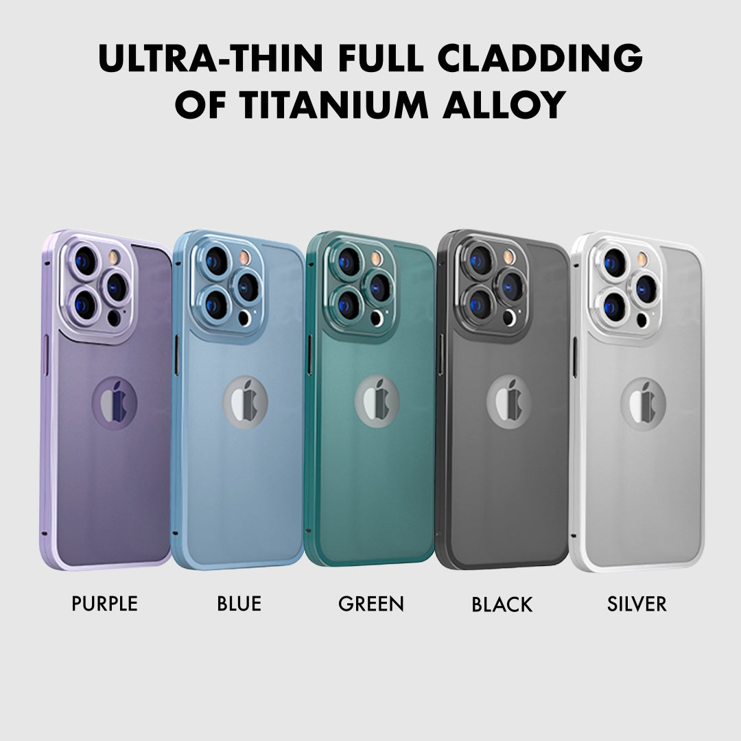 iPhone 13 Pro 360 Degree Cover - Titanium Alloy Ultra Thin Metal Case with Camera Protection