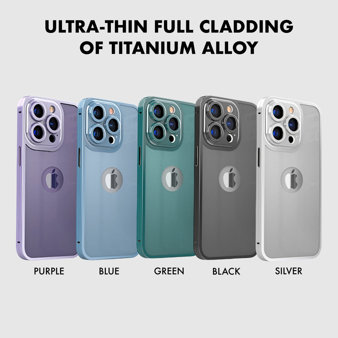 iPhone 13 Pro Max 360 Degree Cover - Titanium Alloy Ultra Thin Metal Case with Camera Protection