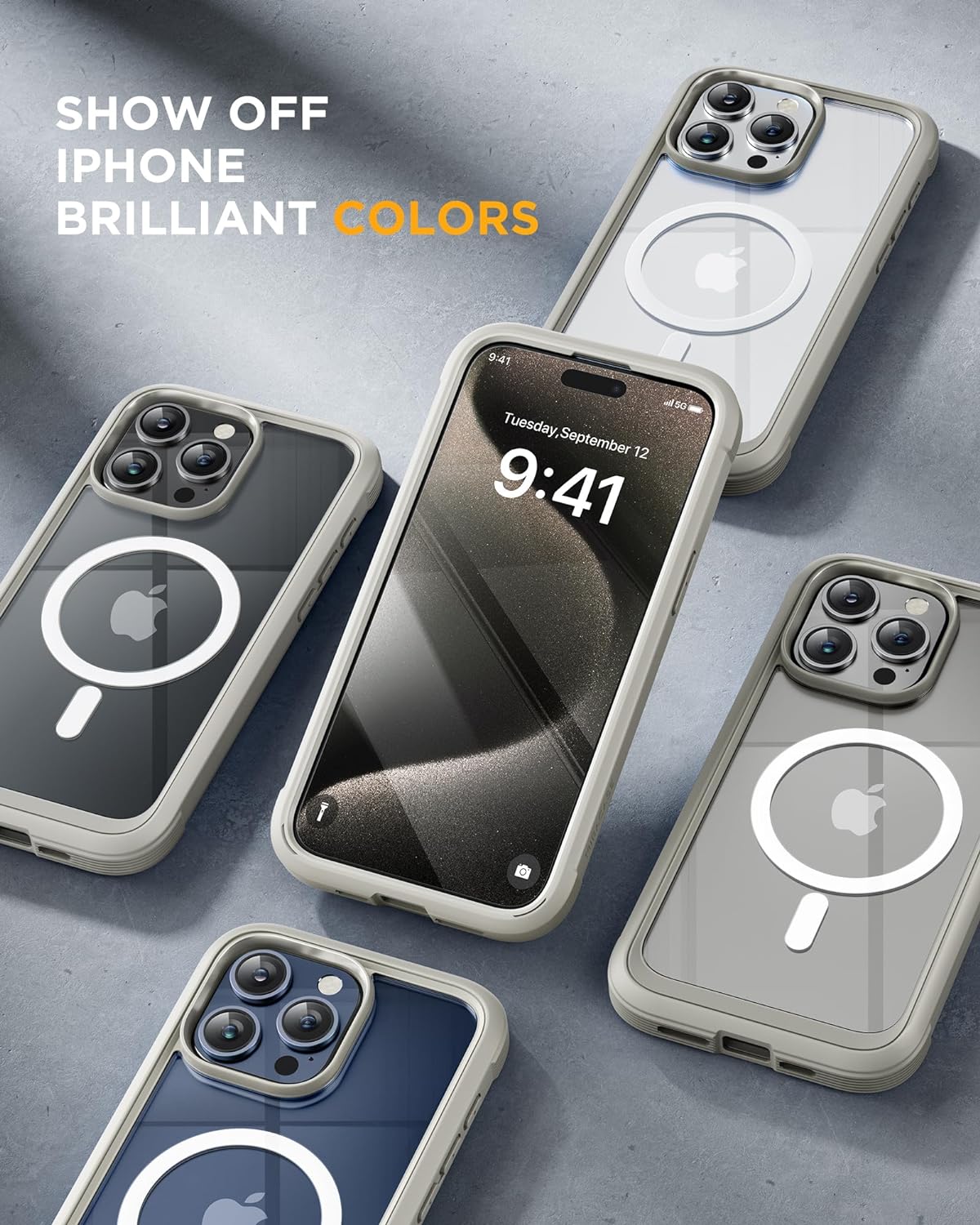 iPhone 15 Pro - Grey Titanium : Cases Villa 360° Protection Case 9H Te