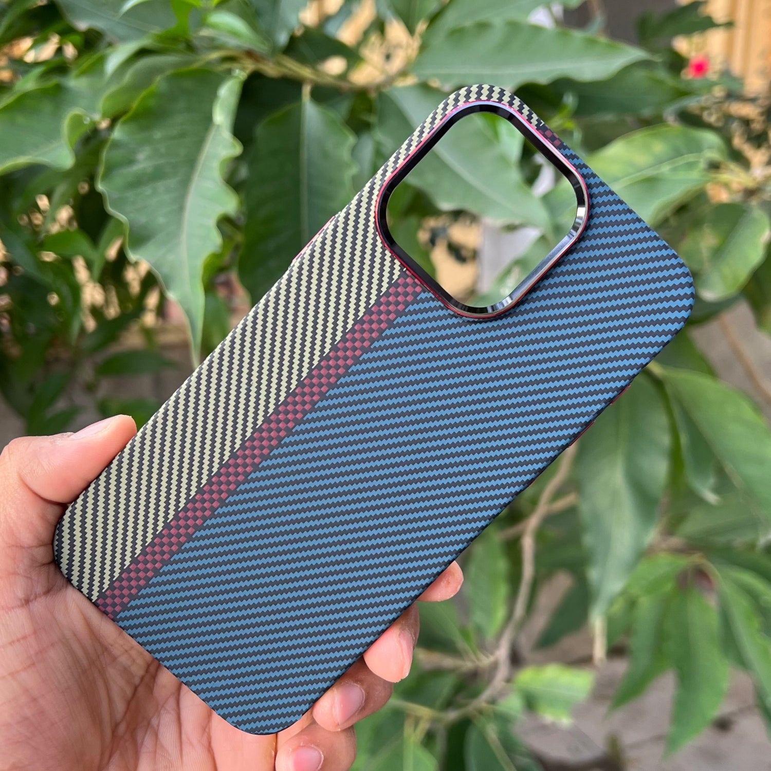 iPhone 15 Pro Cover: Real Aramid Carbon Fiber Three Color Kevilar Case