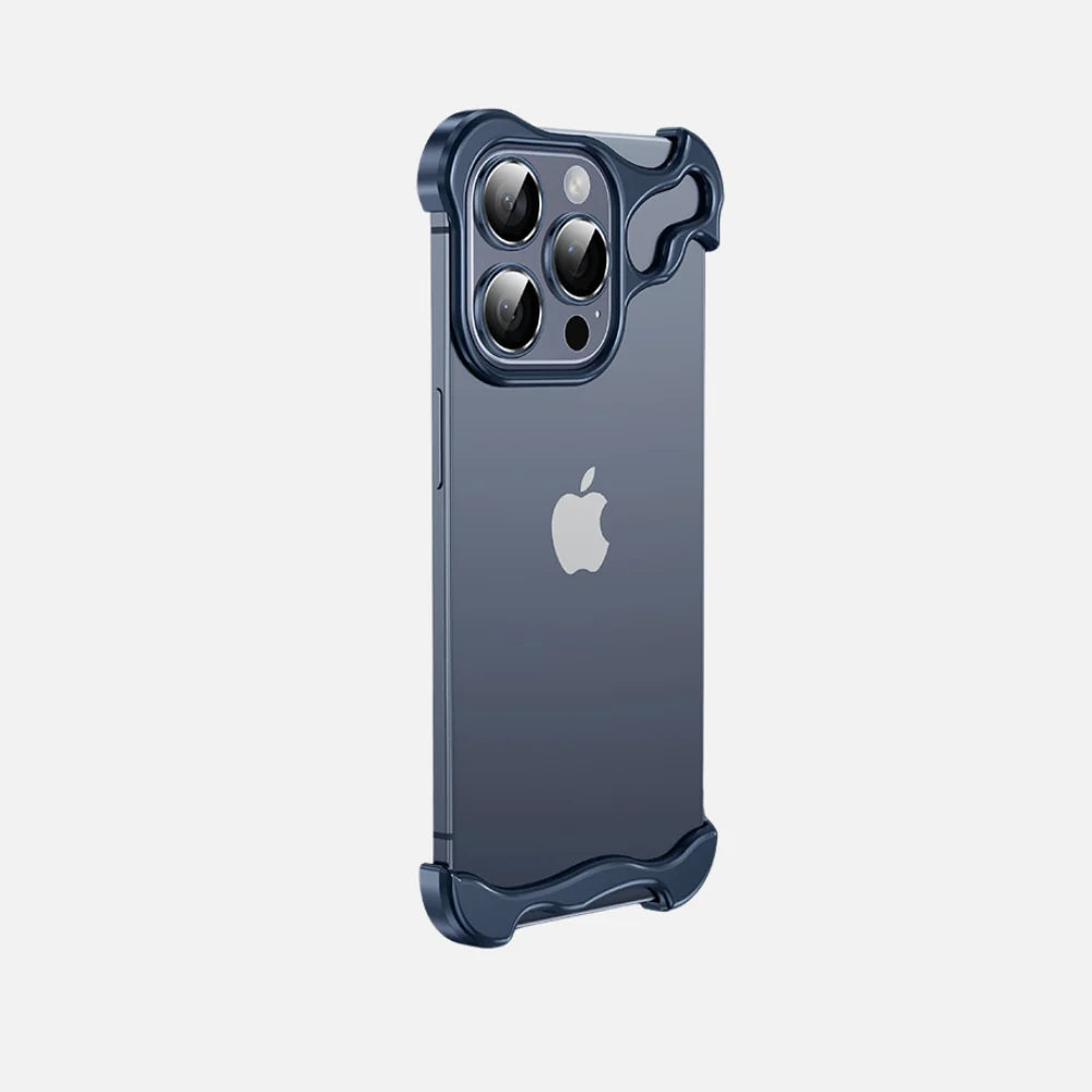 iPhone 15 Pro Max Bumper Case: Minimalist Titanium Metal Frame with Camera Rings