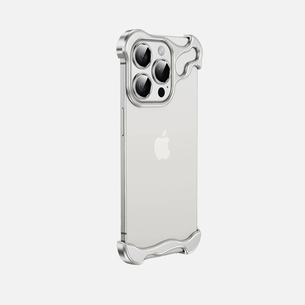 iPhone 15 Pro Max Bumper Case: Minimalist Titanium Metal Frame with Camera Rings