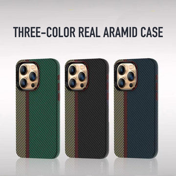 iPhone 15 Pro Max Cover: Real Aramid Carbon Fiber Three Color Kevilar Case