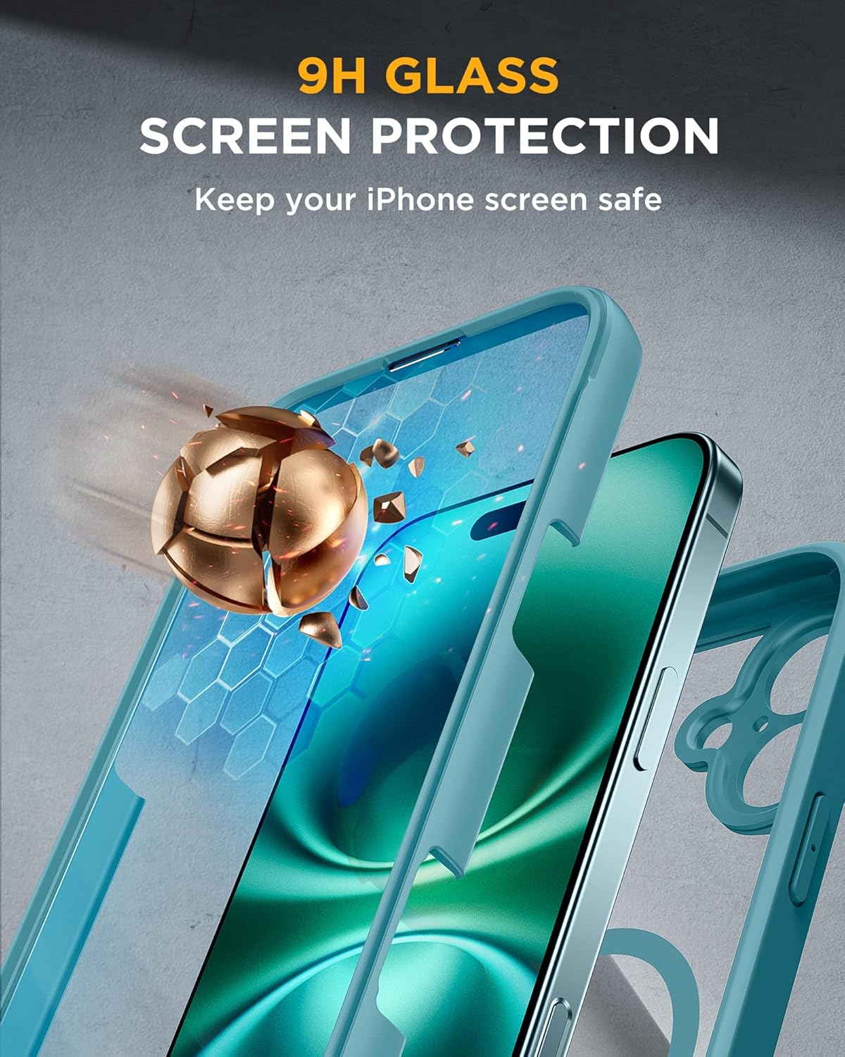 iPhone 16 Plus 360° Protection Case [GREEN] : Front Screen + Back Cover + Camera Protector