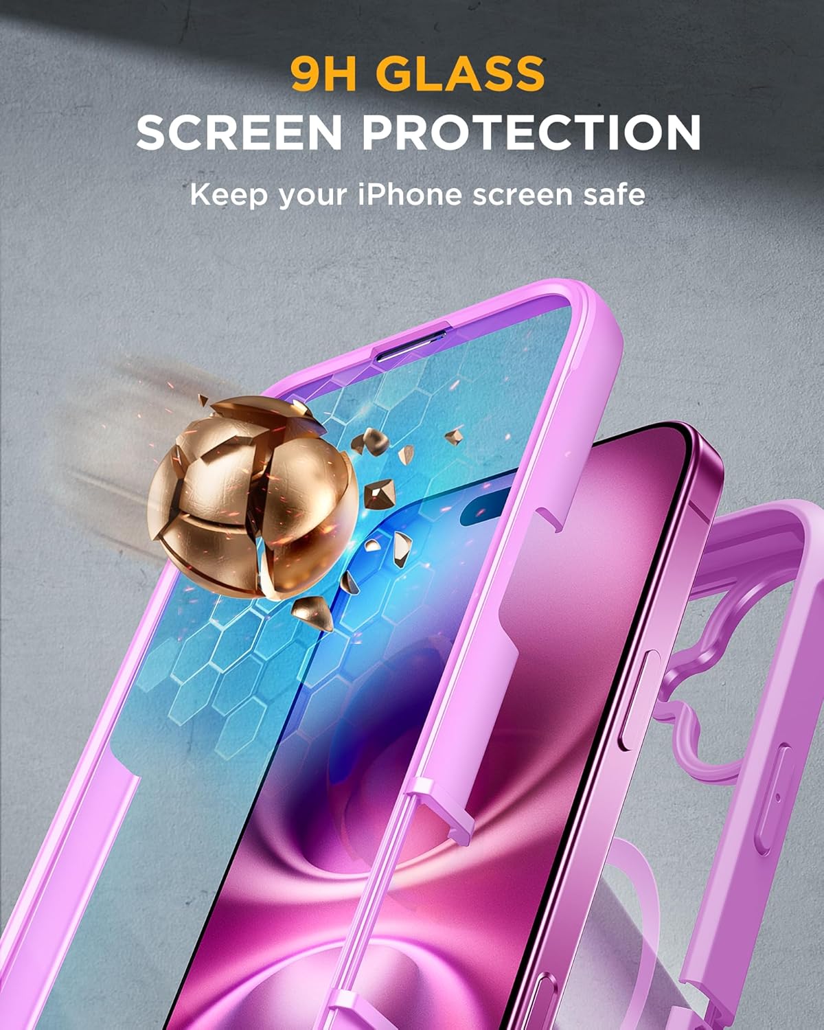 iPhone 16 Plus 360° Protection Case [PINK] : Front Screen + Back Cover + Camera Protector