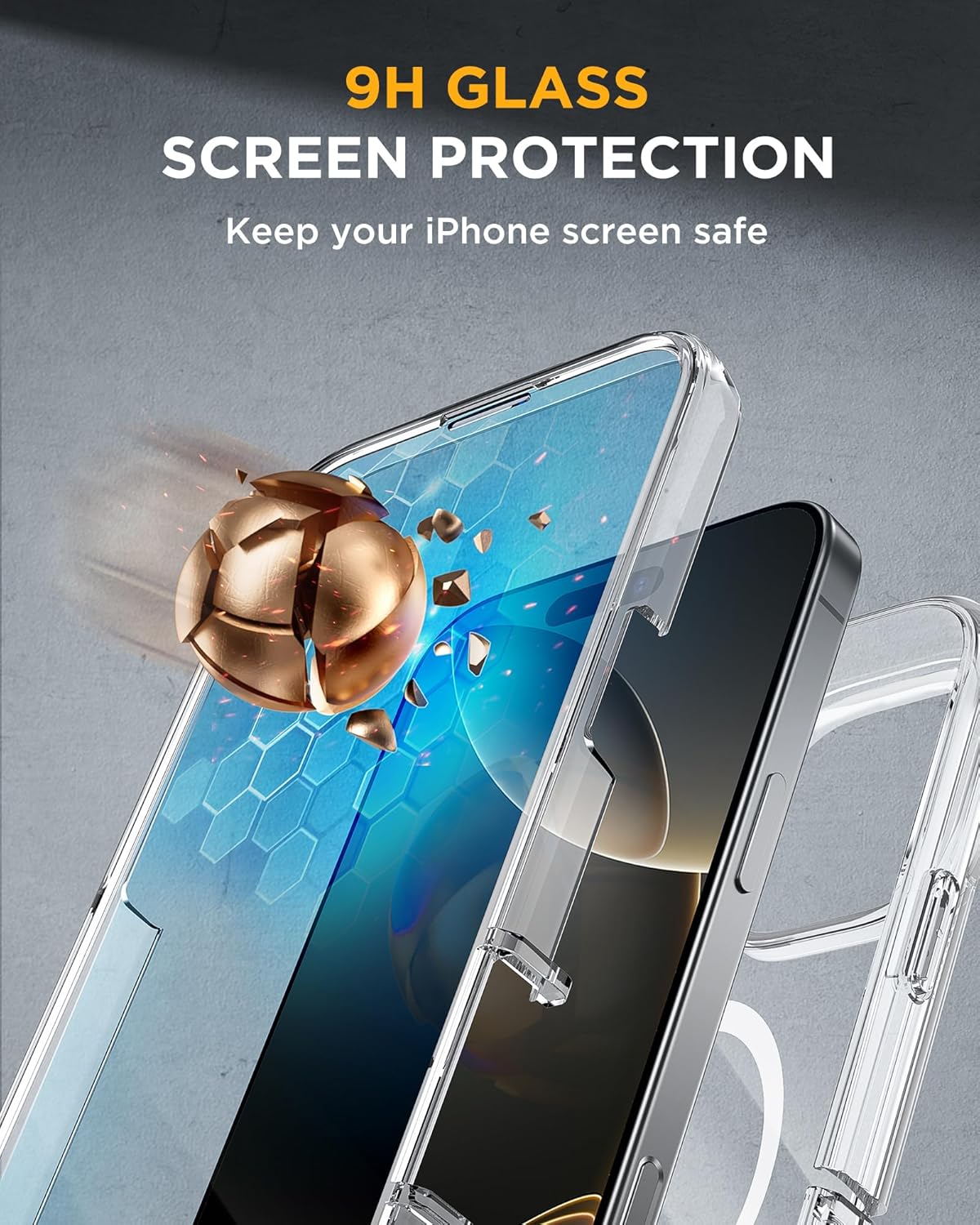 iPhone 16 Pro Max 360° Protection Case [CLEAR] : Front Screen + Back Cover + Camera Protector