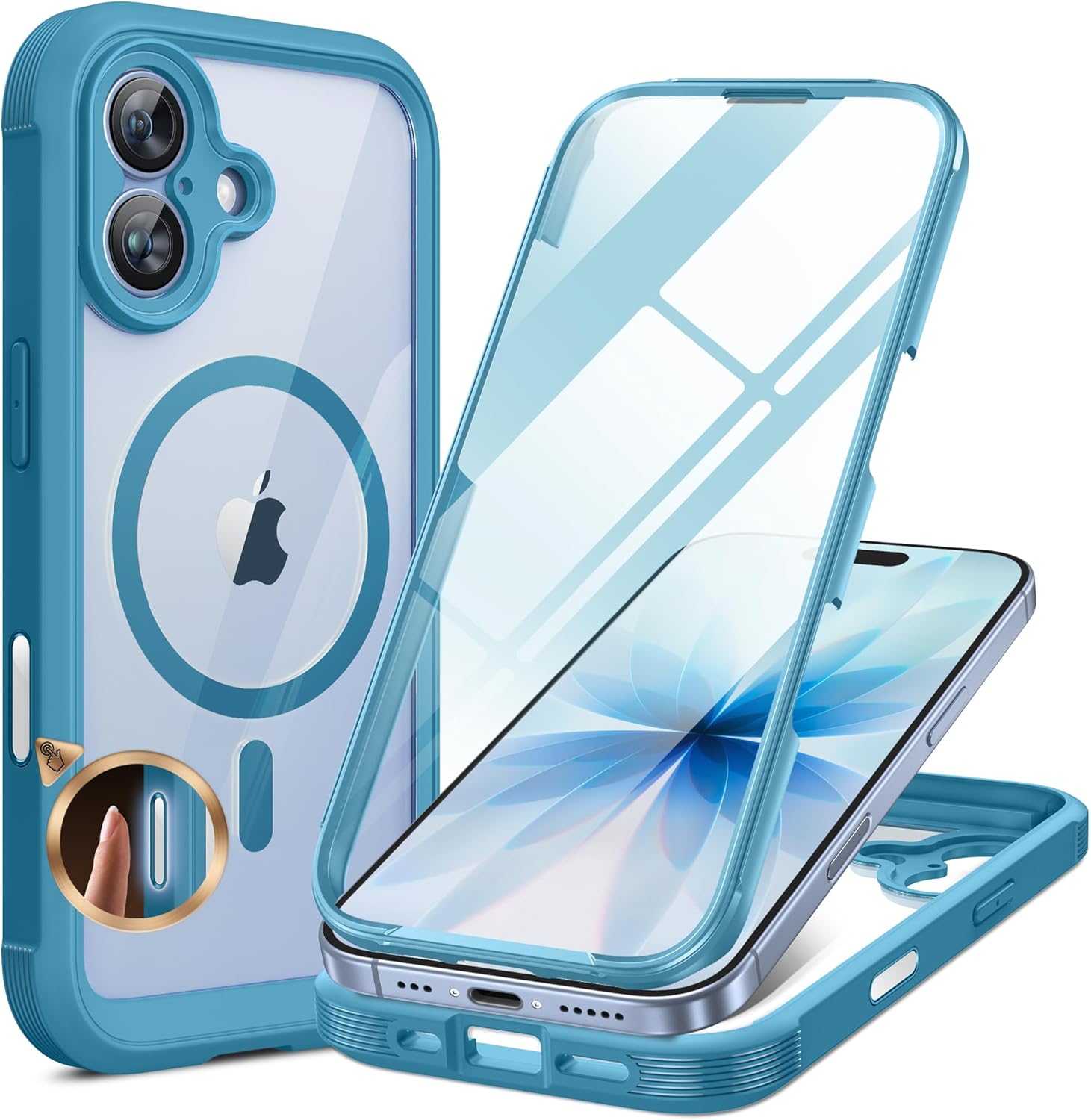 iPhone 17 360° Protection Case [BLUE] : Front Screen + Back Cover + Camera Protection Inbuilt