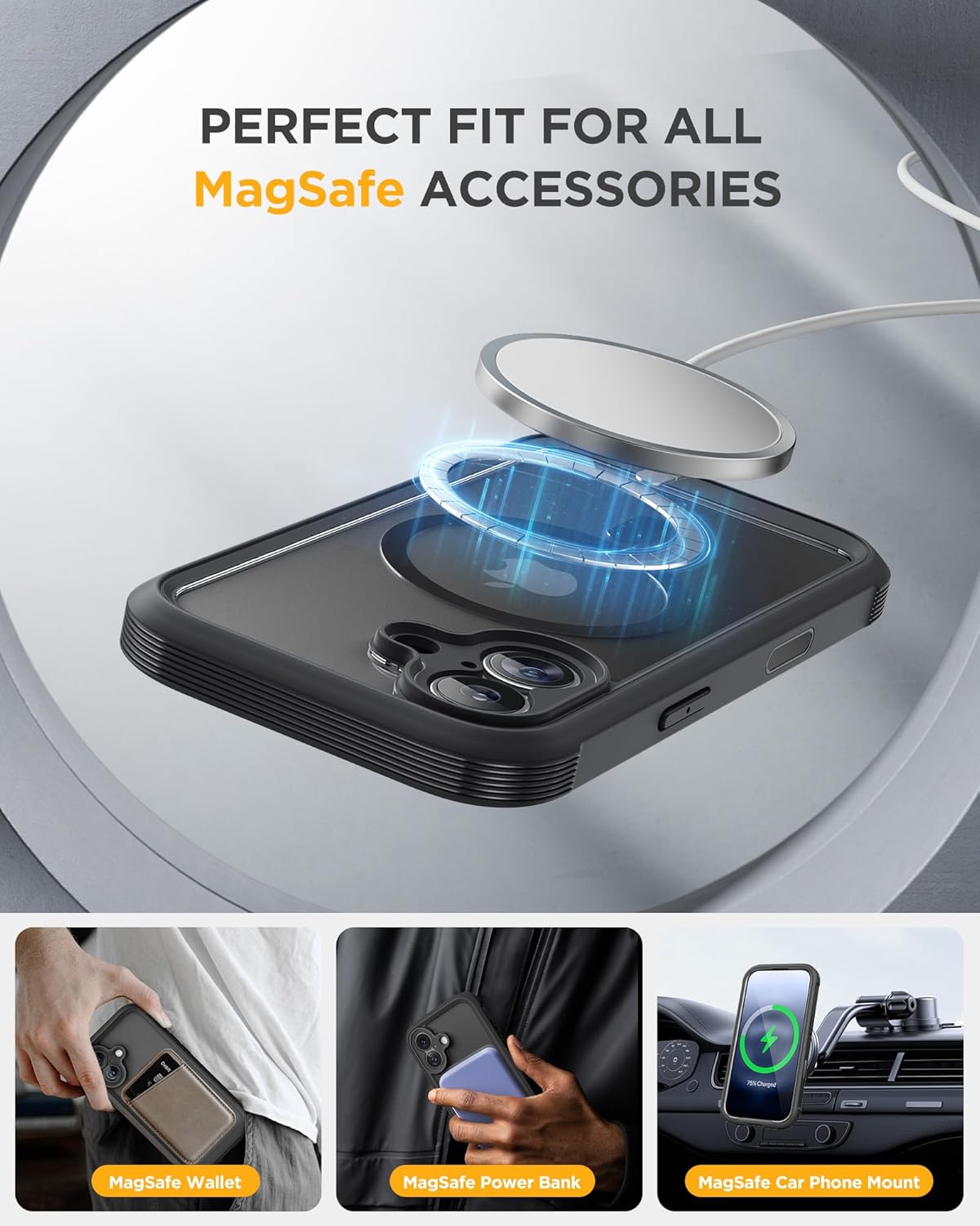 iPhone 17 360° Protection Case [BLACK] : Front Screen + Back Cover + Camera Protection Inbuilt