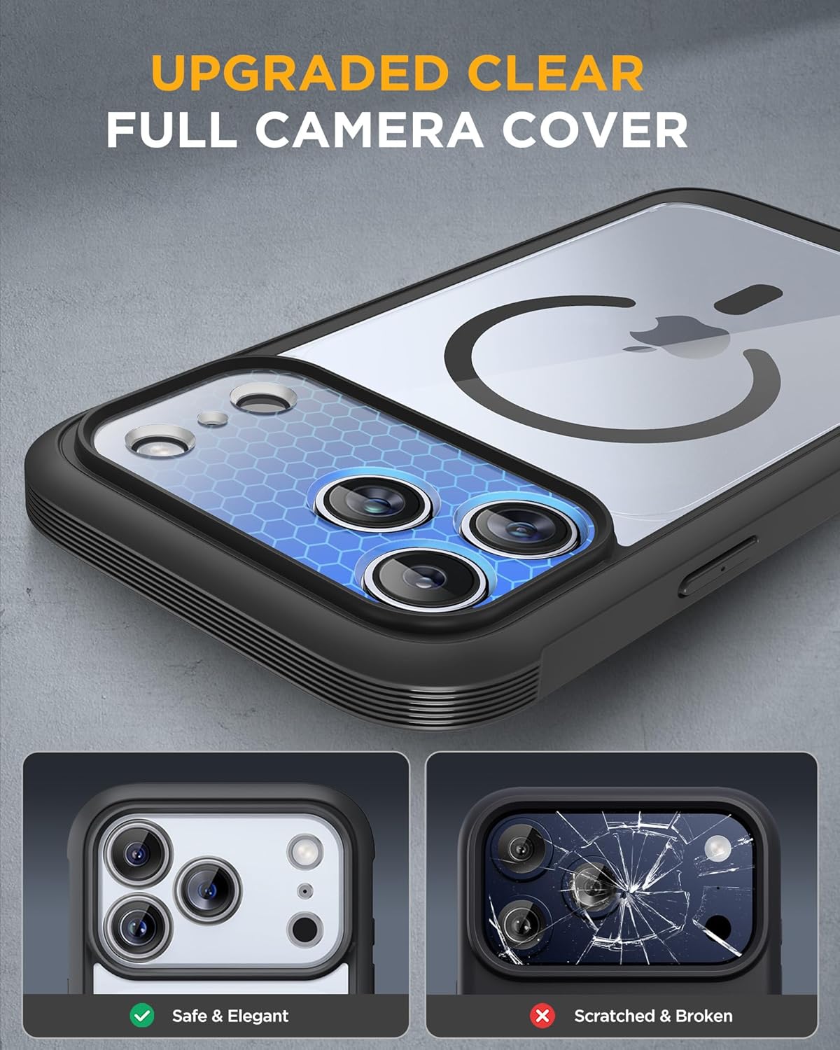 iPhone 17 Pro Max 360° Protection Case [BLACK] : Front Screen + Back Cover + Camera Protection Inbuilt